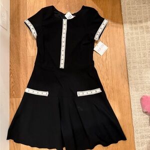 Zoe Ltd Elegant Black Dress with White Trim